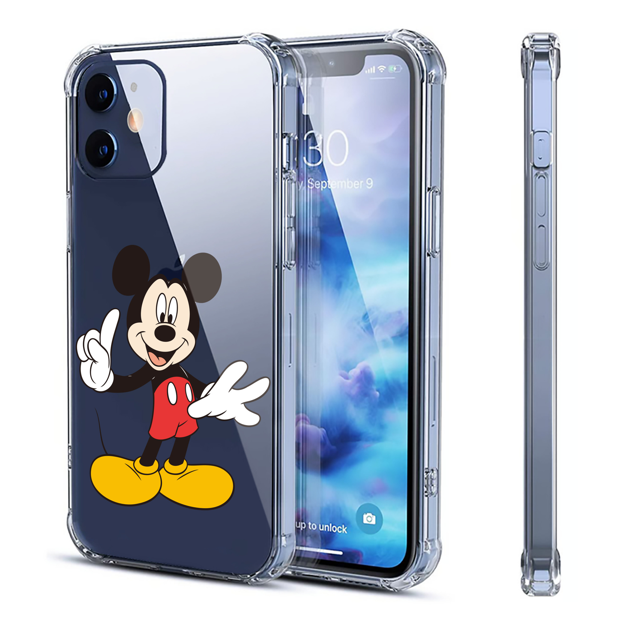 （画像用） ミッキーマウス Mickey Mouse 【iPhone 12シリーズ対応】透明スマホケース（クリアソフトケース）